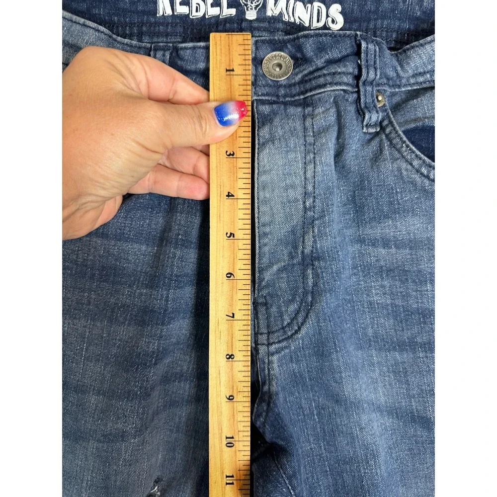 Rebel Minds Distressed Jeans Mens 32x32 Dark Blue Slim Ripped Streetwear
